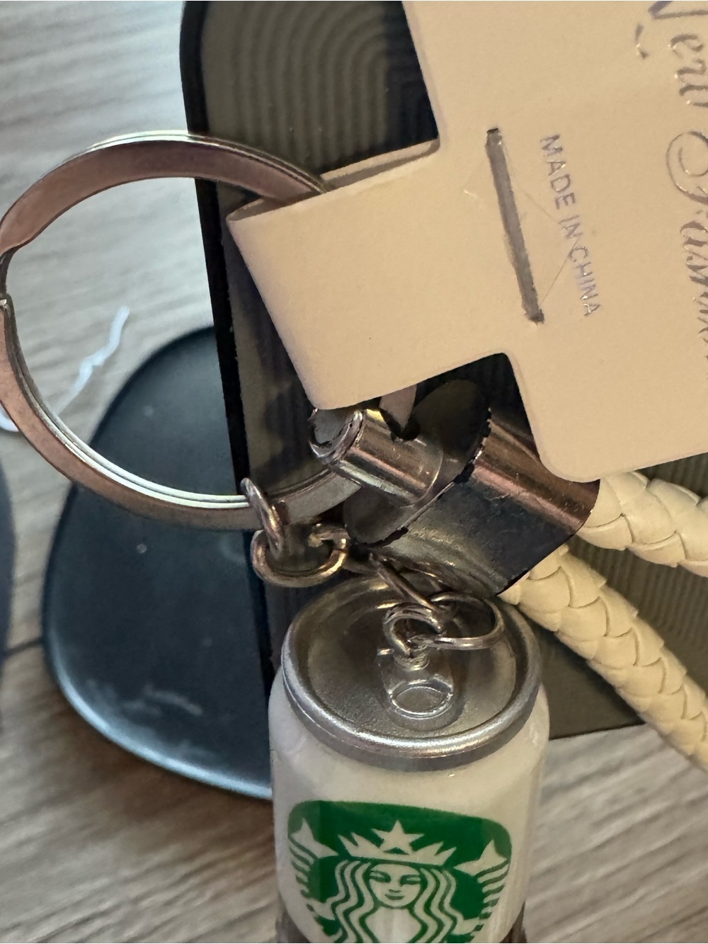 Starbucks White Braided Keychain with Coffee Can Charm - Picture 3 of 4